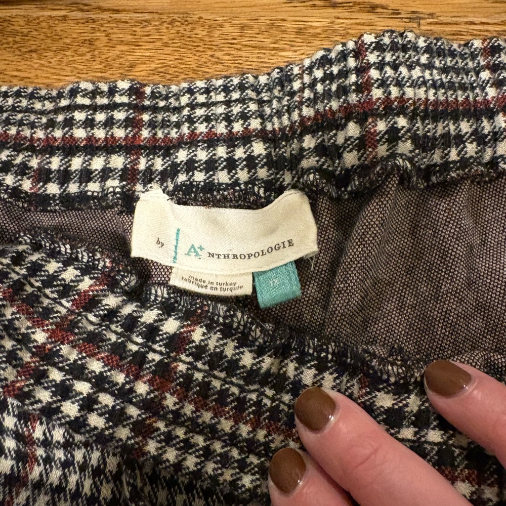 Anthropologie Gray Plaid Ankle Pants with Drawstring Waist - Picture 5 of 6